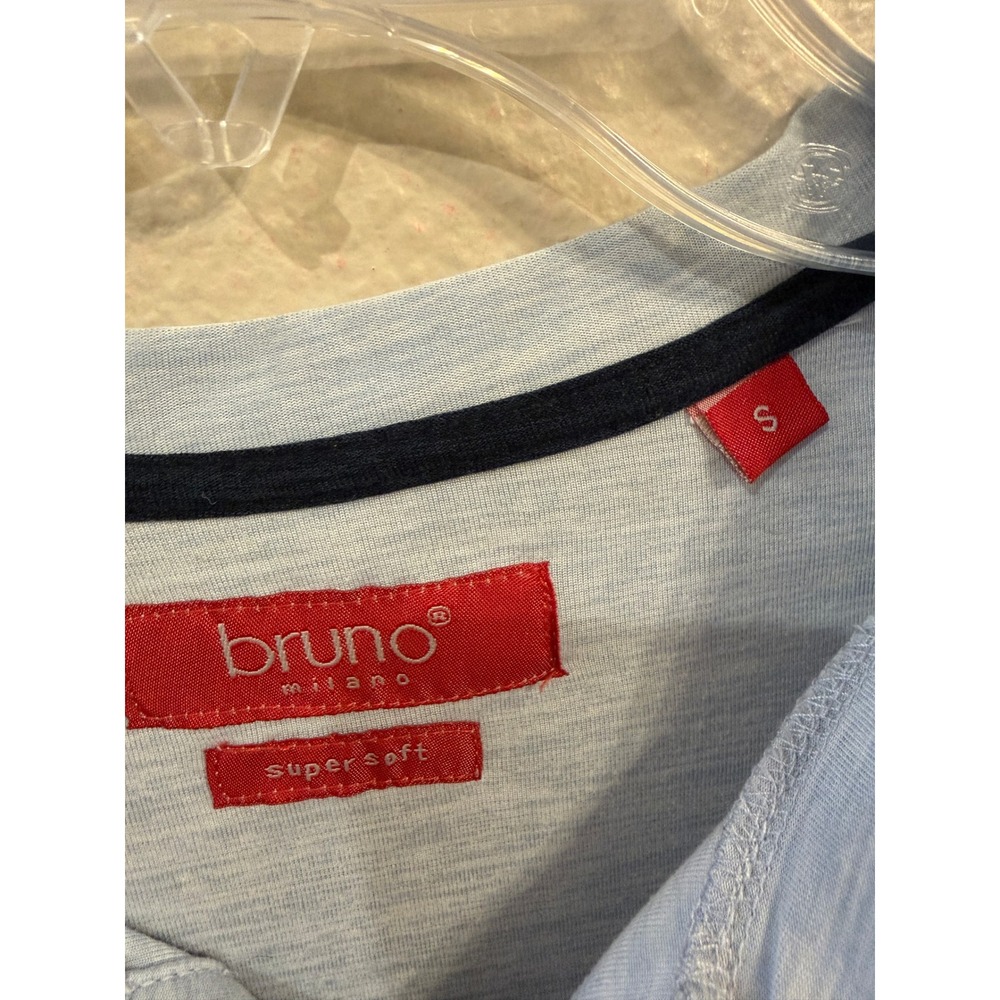 Bruno Milano Men's Light Blue Super Soft Henley Shirt Size S - Picture 2 of 4
